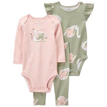 Carter´s- Conjunto de 3 piezas verde con rosado | +3M