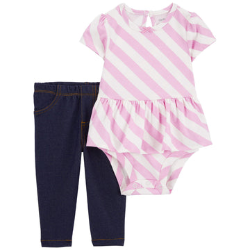 Carter´s - Conjunto de 2 piezas pantalón y mameluco niña | +3m