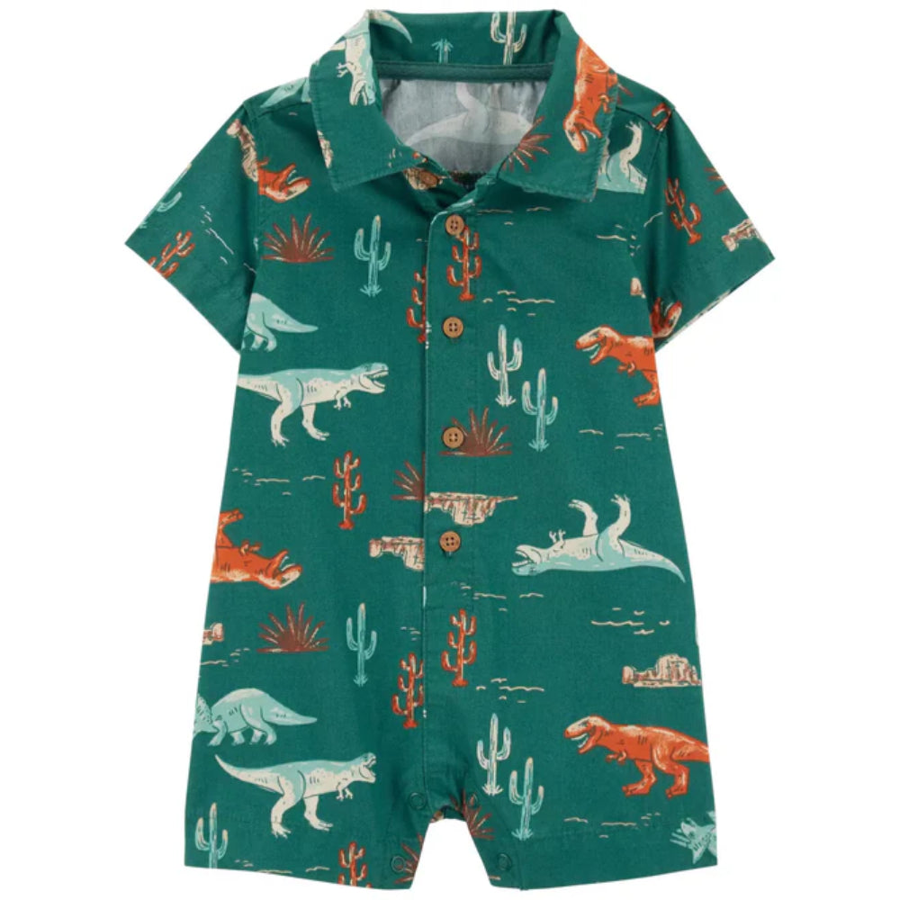 CARTER'S - ENTERIZO ROMPER GREEN DINO PRINT || +3M