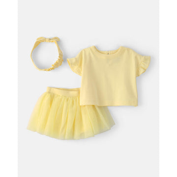Carter´s - Conjunto de 3 piezas falda camisa y cintillo para niña | 3m+