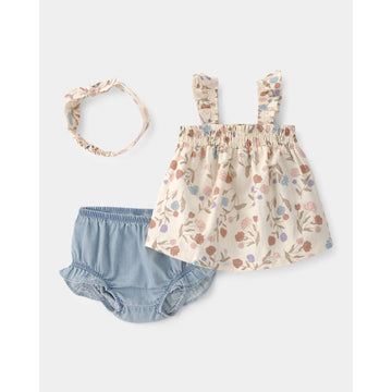 Carter´s - Conjunto de 3 piezas short y camisa para niña | +12m