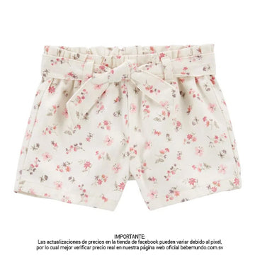 PANTALON CORTO/SP23 IG BELTED SHORT CREAM FLORAL BBG