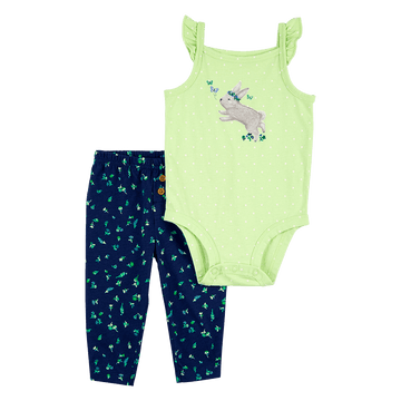 ENTERIZO GREEN NAVY BUNNY ART