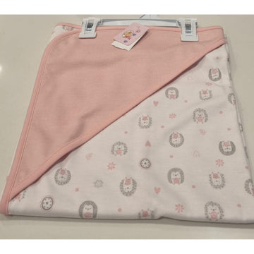 peke-FRAZADA ESTAMPADA LEON  BLANCO/ROSADA