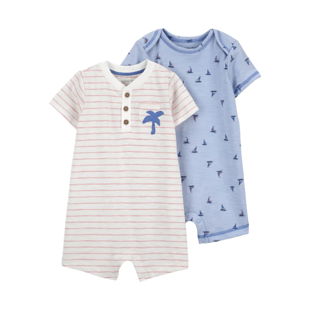 Carter´s- Conjunto de 2 piezas de enterizo con estampado de palmera| +0m