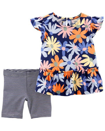 CONJUNTO /IG 2PC SET NAVY FLORAL SSSL SET