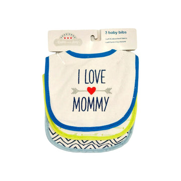 set de 3 baberos I love mommy niño