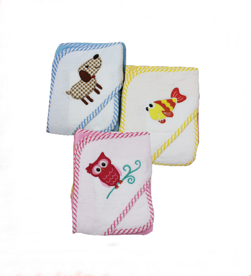 Toalla de perrito con capucha y pañito celeste