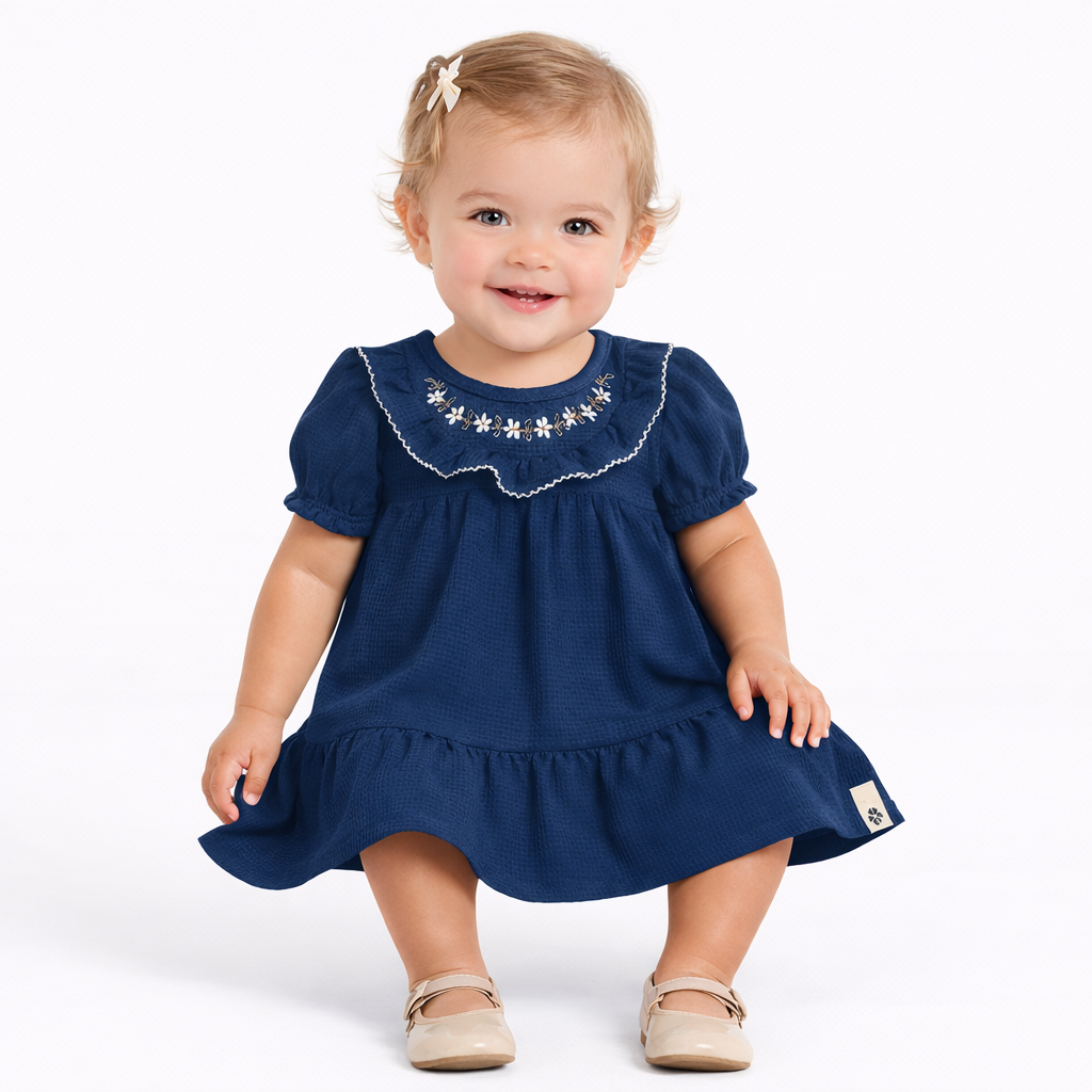 Brandili - Vestido para bebé bordado | azul