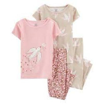 PIJAMA / SP23 IG 4PC COTTON PJ PINK DITSY PRT SSLL