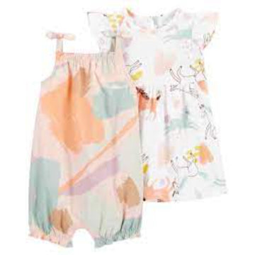 carters-CONJUNTO /SP23 I G 2PK ROMPER PINK-IVORY MULTI PRINT