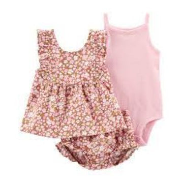 CONJUNTO SP23 I G 3PC DCS BROWN FLORAL PRINT    6M