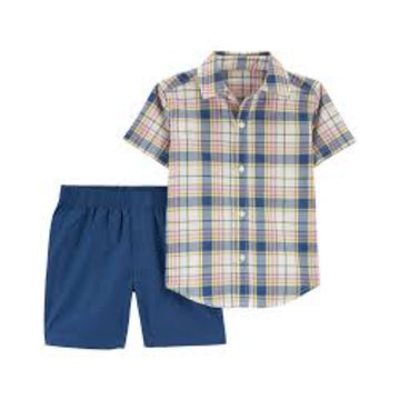 Carter´s - Conjunto de camisa cuadriculada con short  | +12m