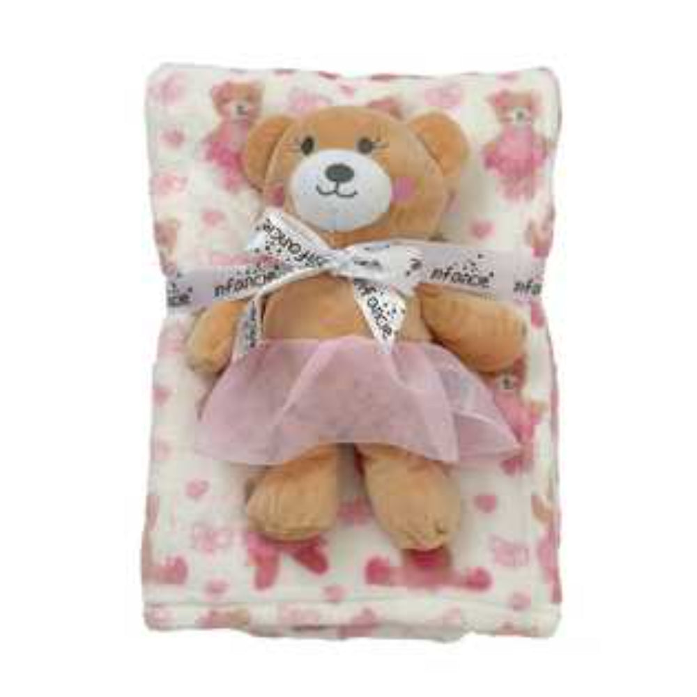 Revco - Cobija rosado con peluche.