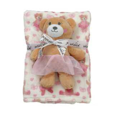 Revco - Cobija rosado con peluche.