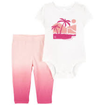 Carter´s- Conjunto de 2 piezas rosado con estampado de palmera | +0m