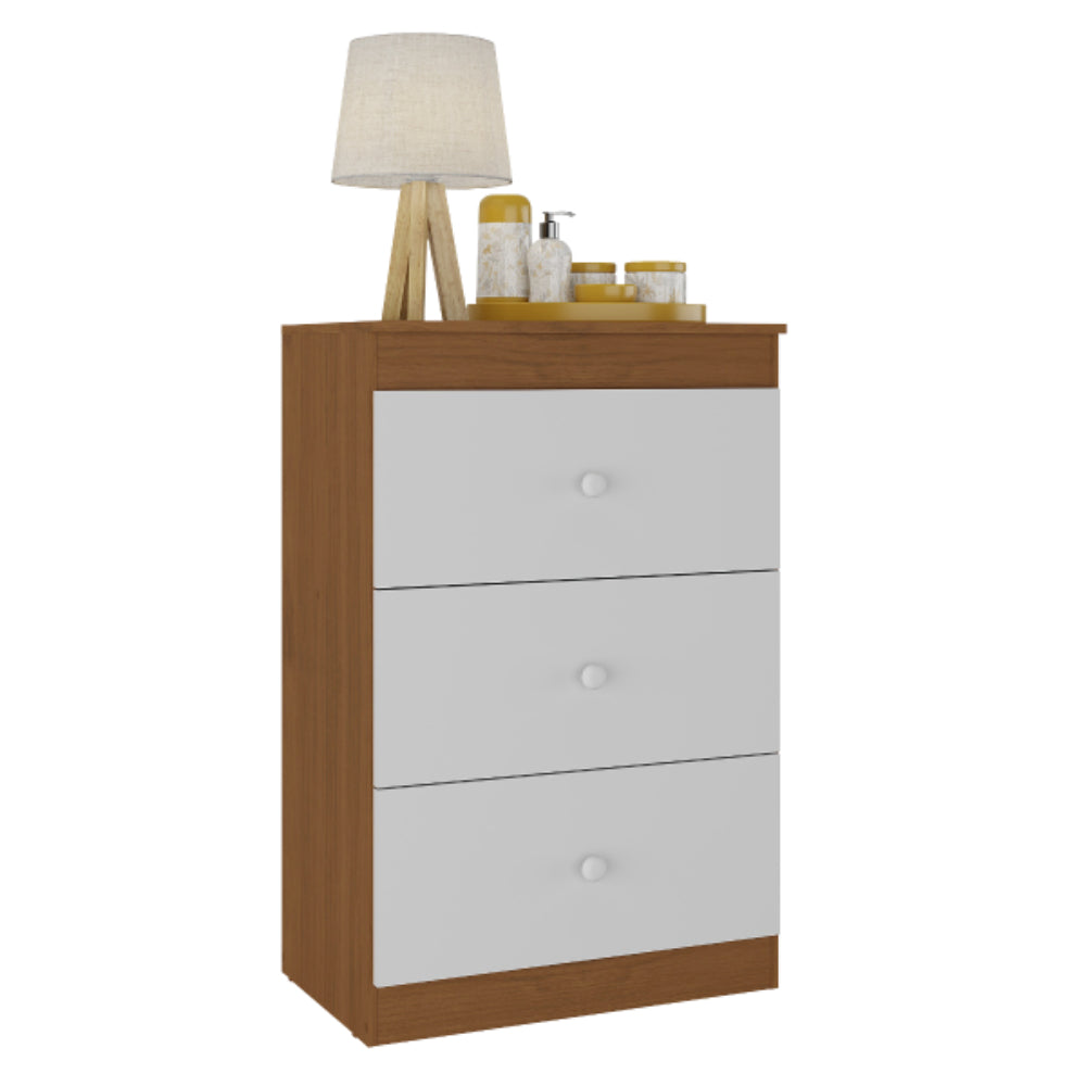 Cómoda de 3 cajones blanco/café