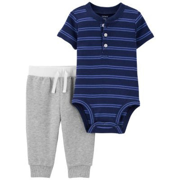 ENTERIZO M/C PANT AZUL GRIS PARA NIÑO 6M