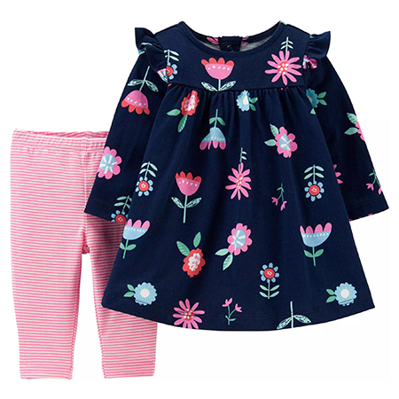 Conjunto 2 piezas blusa y pantalon azul/rosado niña 9 meses