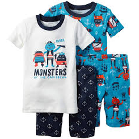 Pijama 4 piezas estampado mounstro niño 12 meses Carter´s
