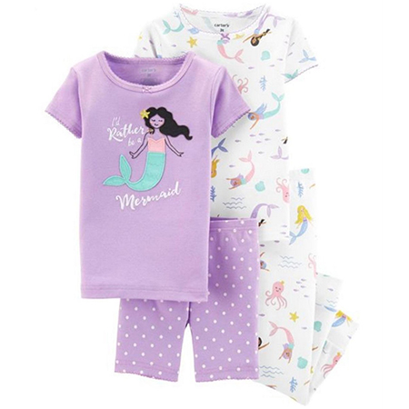 Pijama 4 piezas m/c sin pie estampado sirena niña 12 meses