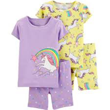 Pijama 4 piezas m/c morado unicornio niña 12 meses carter´s