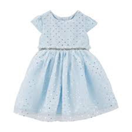 vestido de lunares plateados azul claro 12 meses niña carter´s