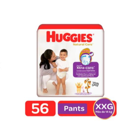 Pañal Huggies Natural Care Pants Big Pack Talla XXG – 56 Unidades