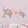 Aplicaciones para pared   de Elefante Eloise gris / rosa / dorado