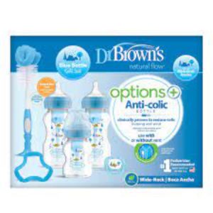 Dr Brown’s Options+  Set de botellas anticólicos para bebé, color azul