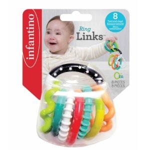 Infantino – Eslabones de anillo con textura, varios colores, 8 piezas