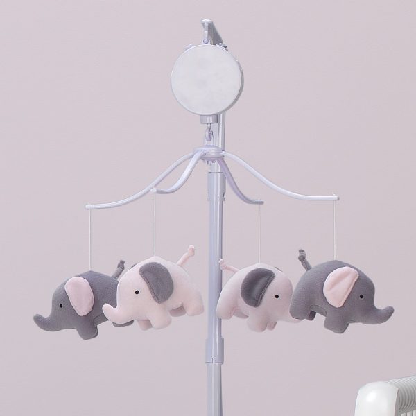 Cuna móvil para bebé móvil musical - Elefante móvil de la colección Elodie  en rosa y gris