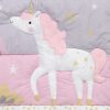 Juego de cama para cuna de 3 piezas de Unicornio arcoíris con zorro, ardilla y búhos, rosa / morado,