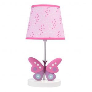 Magic Garden Lámpara de mariposa rosa / blanca con pantalla y bombilla