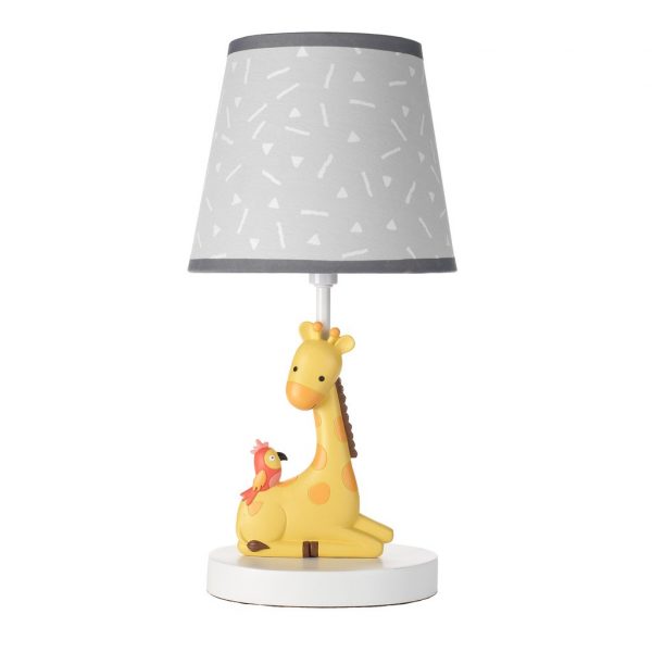 Lámpara Mighty Jungle Giraffe con pantalla y bombilla – Gris / Amarillo