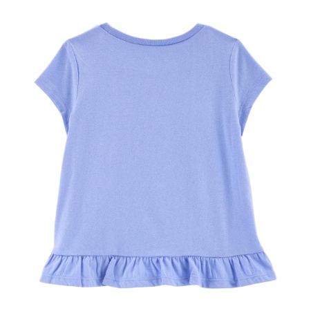 Camiseta estilo blusa con flores, para niña azul claro - Vertbaudet