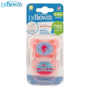 Dr Brown’s –  Prevent Paquete de 2 Chupete de Mariposas Etapa 1 Rosa 0-6M