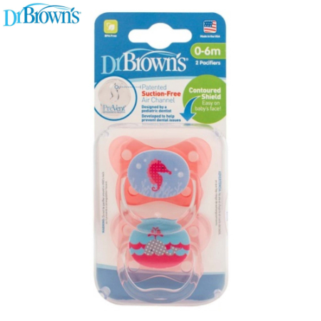 Dr Brown’s –  Prevent Paquete de 2 Chupete de Mariposas Etapa 1 Rosa 0-6M