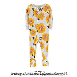 Carter´s  Pijama m/l con pie blanca con flores amarillas Niña 24M