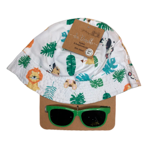 Conjunto gafas y sombrero para bebé – verde con blanco