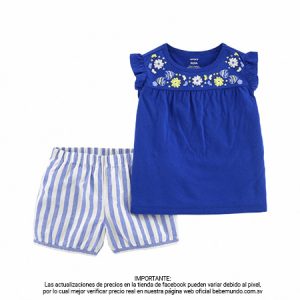 Carter´s – Conjunto de 2 piezas con top floral y pantalón corto de lino +3M