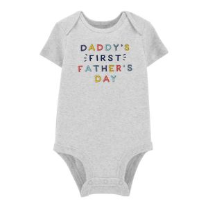 carters-ENTERIZO M/C GRIS FATHER  FIRST FATHER DAY  9M