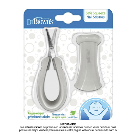 Dr. Brown's Tijeras de uñas seguras con punta de hoja redondeada y mango de  silicona 100% para bebés y bebés