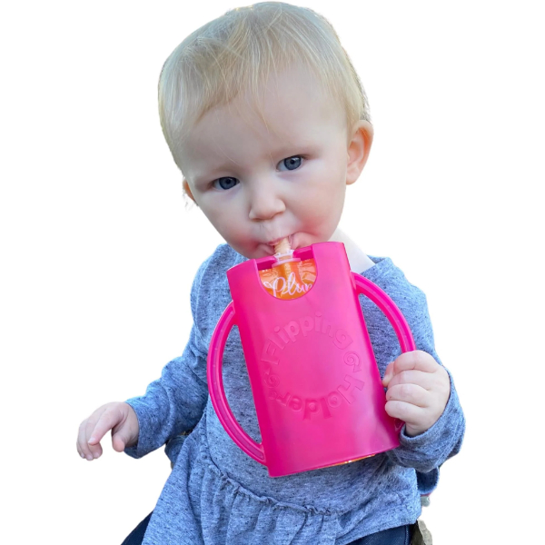 Recipiente para bolsitas de zumos y alimentos para bebé – Rosa