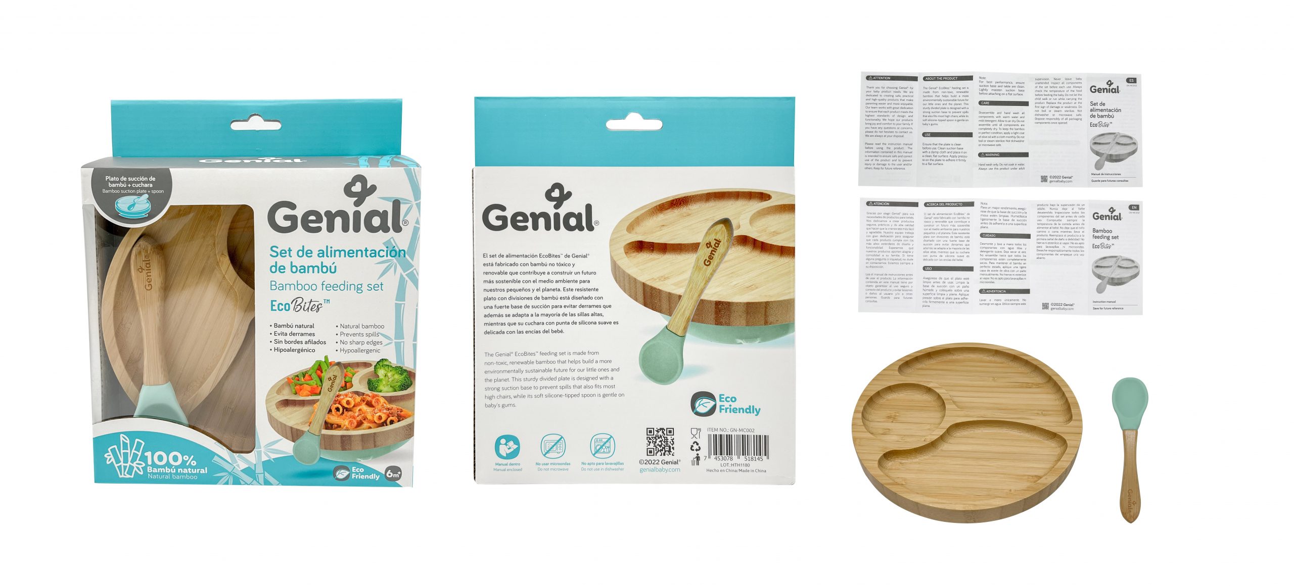 Genial – Set de alimentación de bambu plato plano