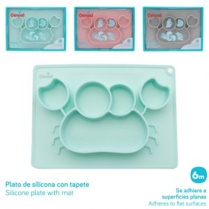 Genial – Platos divididos de silicona para niños, figura de cangrejo